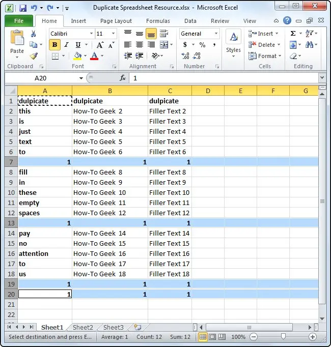 Remove duplicate rows in Excel