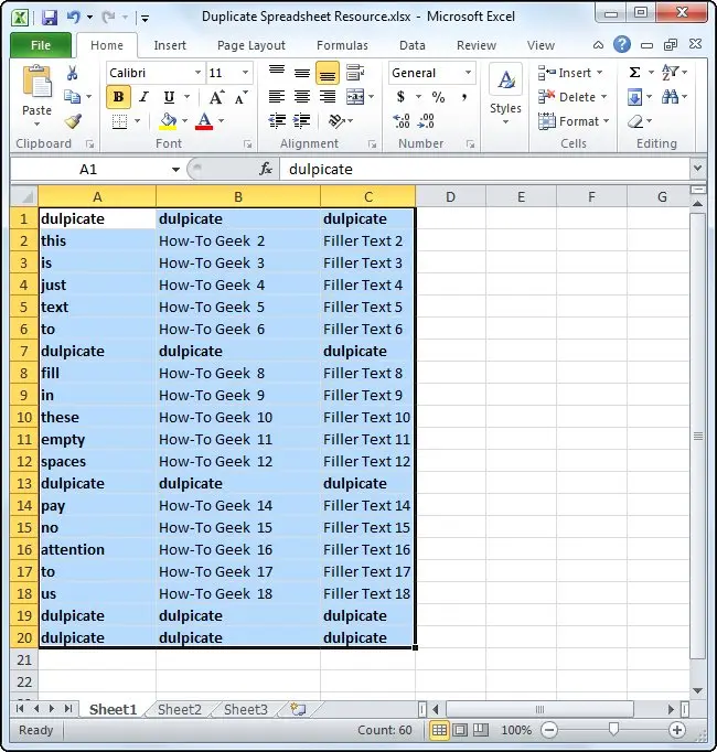 Remove duplicate rows in Excel