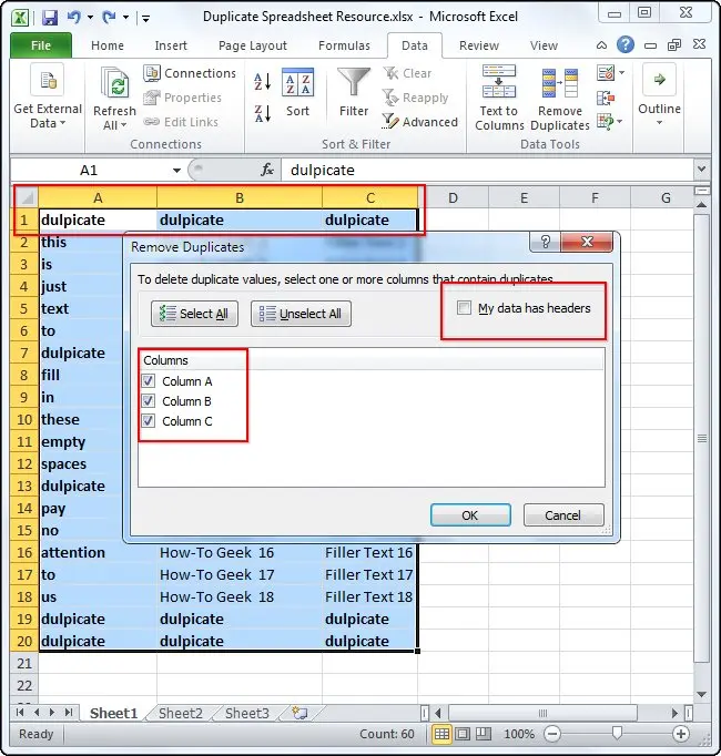 Remove duplicate rows in Excel