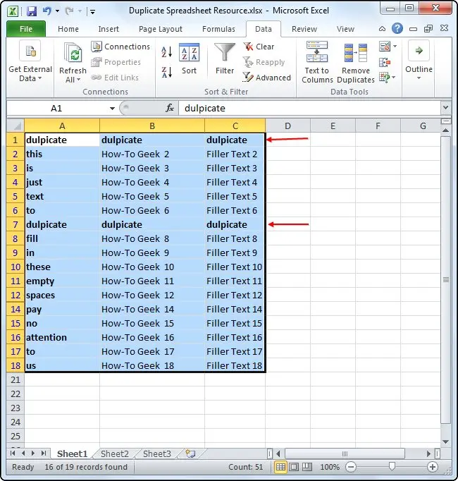 Remove duplicate rows in Excel