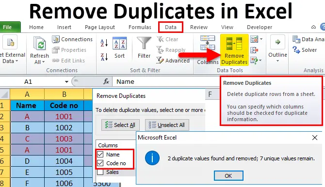 Remove duplicates in Excel using a native tool