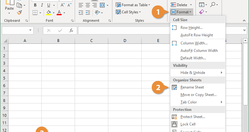 Redenumiți, inserați și ștergeți o foaie în Excel