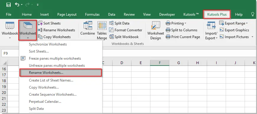 Renaming sheets in Excel