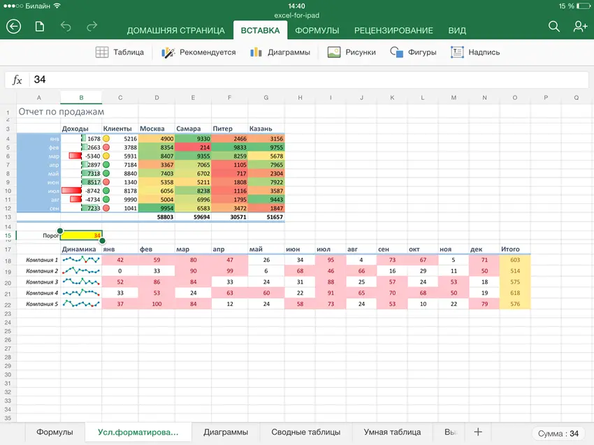 Review and test Excel for iPad