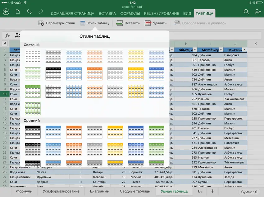 Review and test Excel for iPad