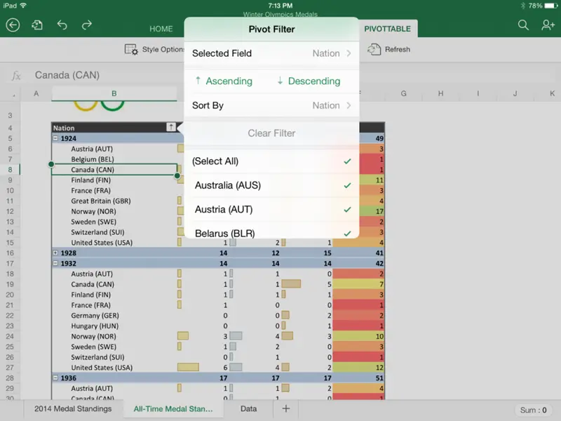 Review and test Excel for iPad