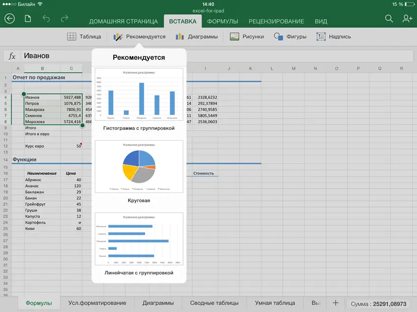 Review and test Excel for iPad