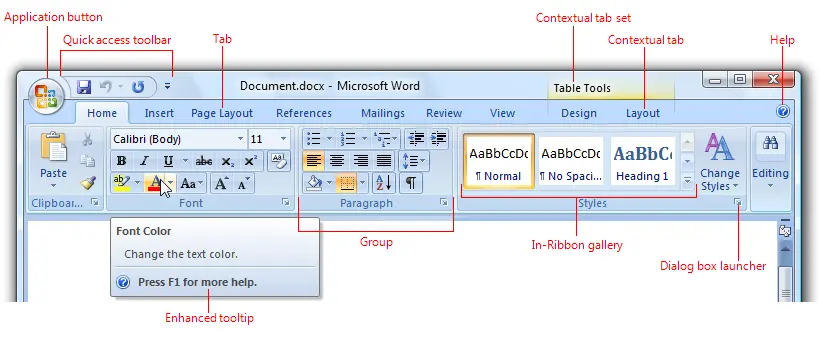 Ribbon in Microsoft Word