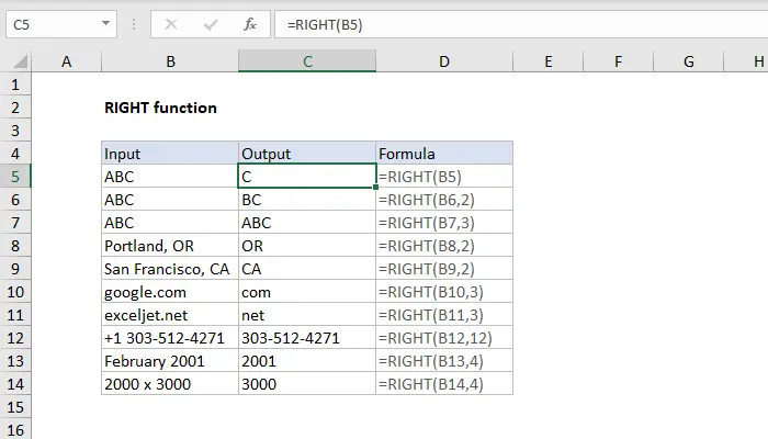 RIGHT in Excel. Formula and application of RIGHT function in Excel