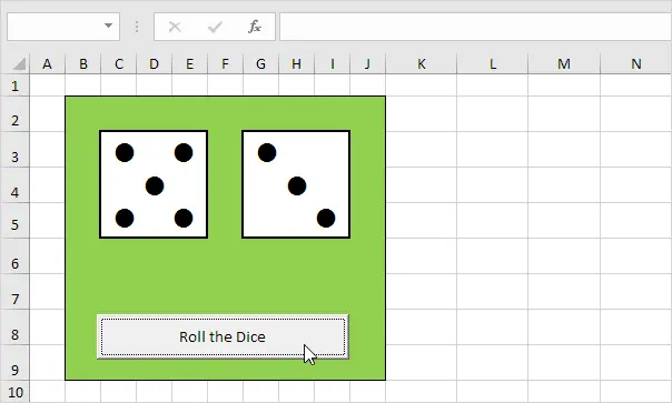 Roll the Dice Game in Excel