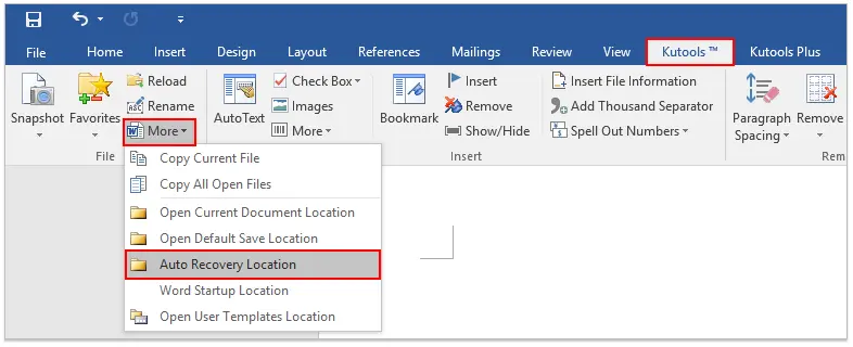 Saving and auto-recovering documents in Word