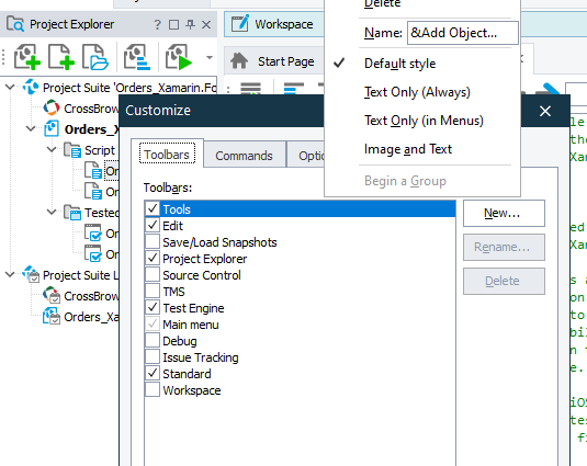 Saving custom toolbar settings