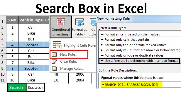 Search bar in Excel