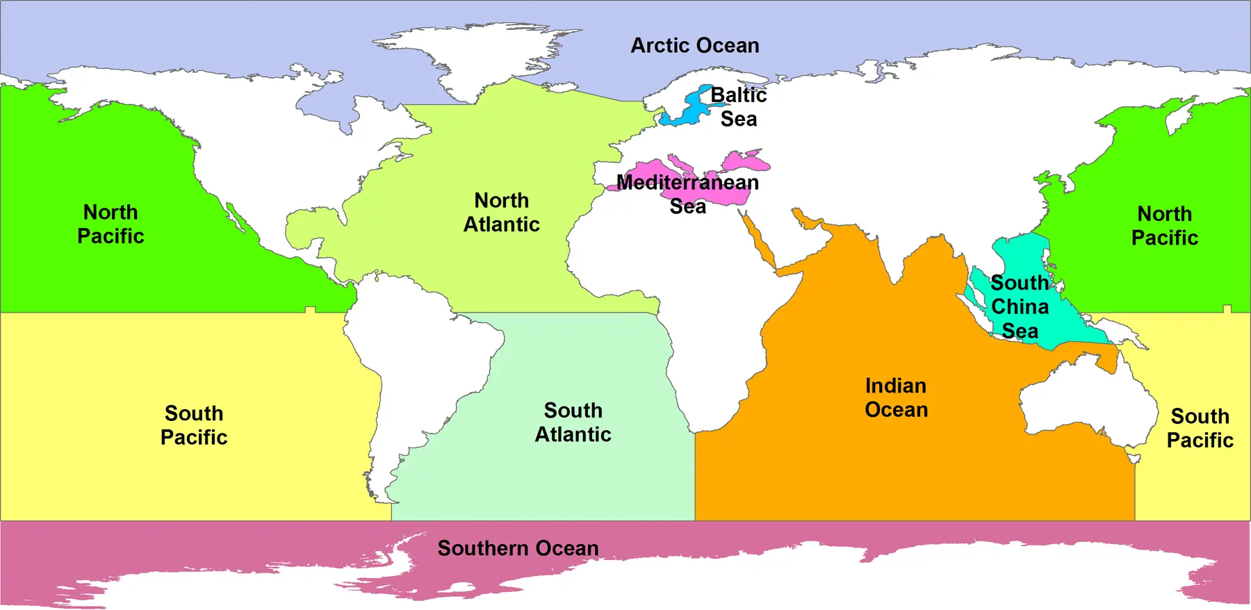 Seas of the Southern Ocean: table