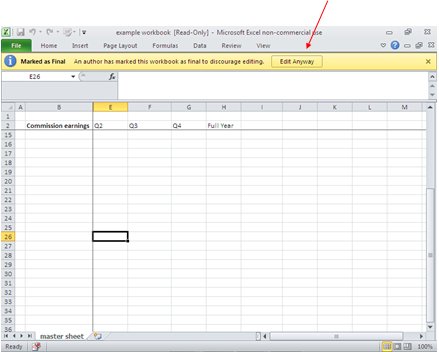 Security settings in Microsoft Excel