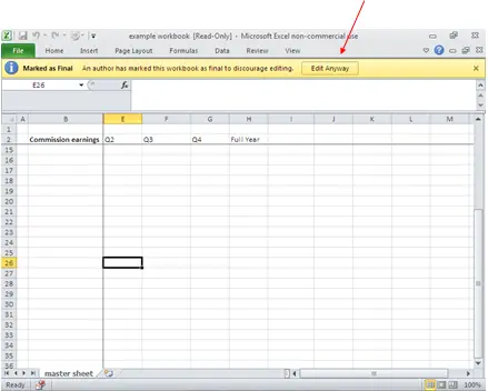 Security settings in Microsoft Excel