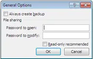 Security settings in Microsoft Excel