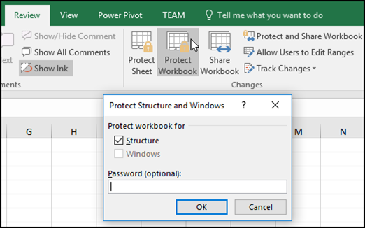 Set a password to protect a document in Excel