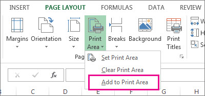 Set the print area in Excel