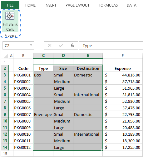 Several easy methods to fill cells without text in Excel