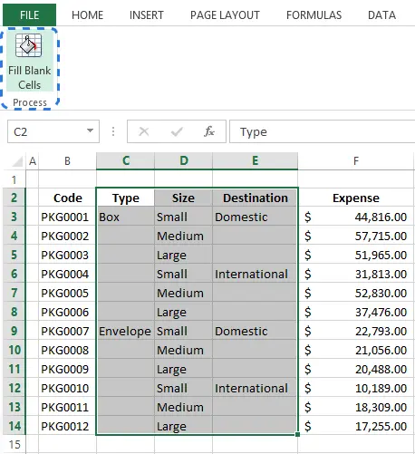 Several easy methods to fill cells without text in Excel