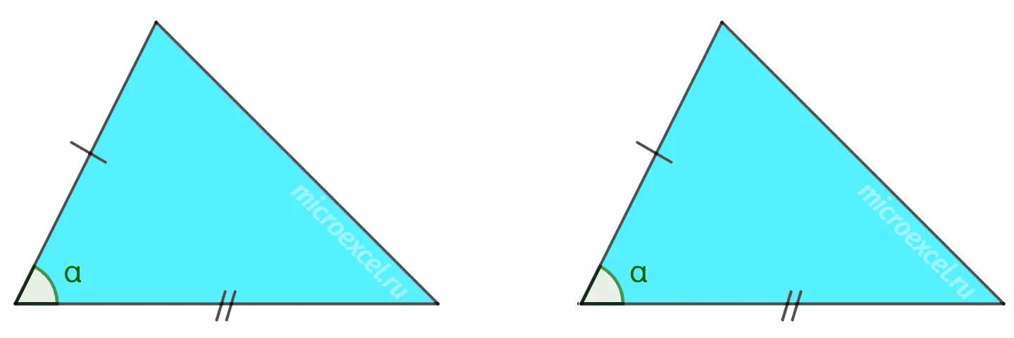 Signs of equality of triangles