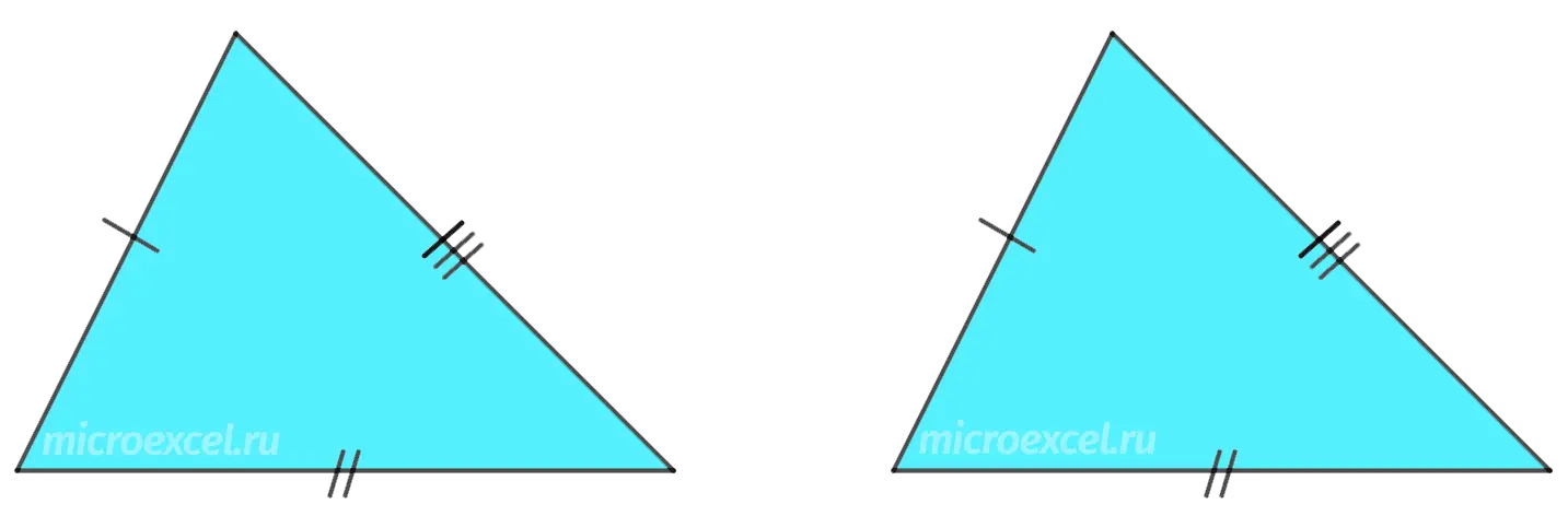 Signs of equality of triangles