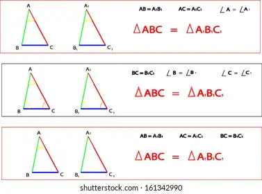 Signs of equality of triangles