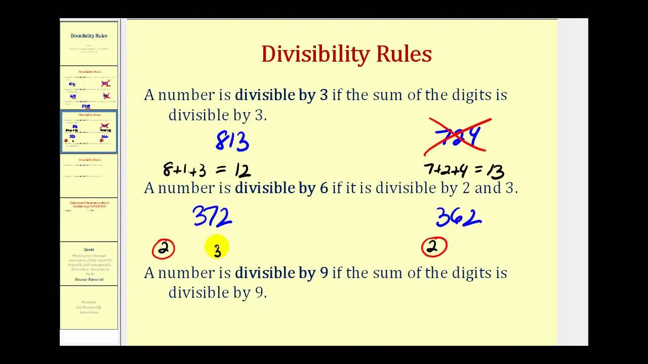 Signs of the divisibility of numbers