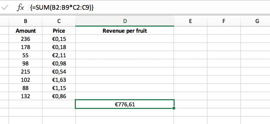 Formule niza jedne ćelije u Excelu