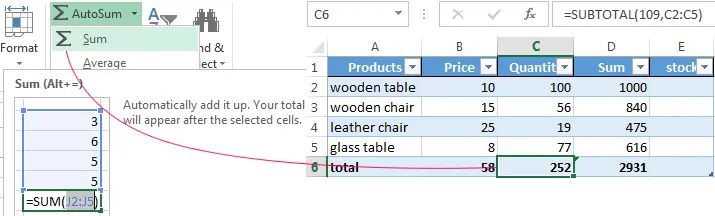 Smart tables in Excel