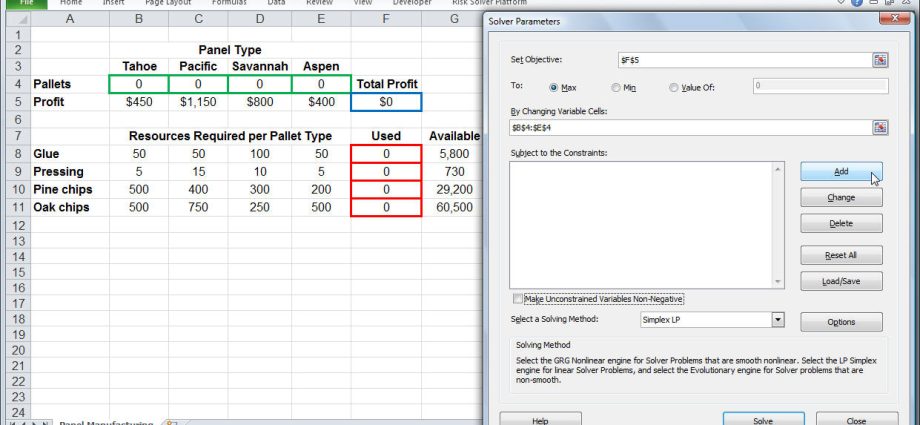 Functie oplossen in Excel. Inschakelen, gebruik case met screenshots