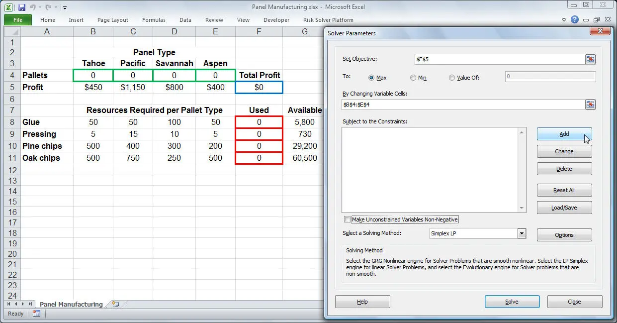 Solve function in Excel. Enable, use case with screenshots