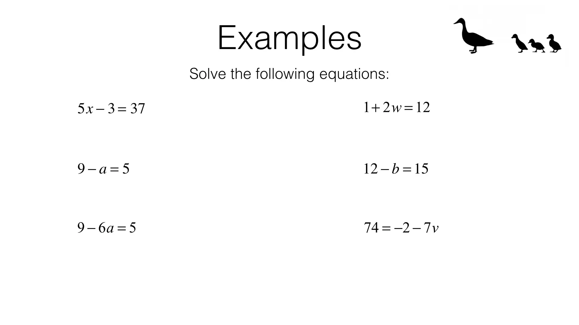 Solving equations with one unknown (variable)