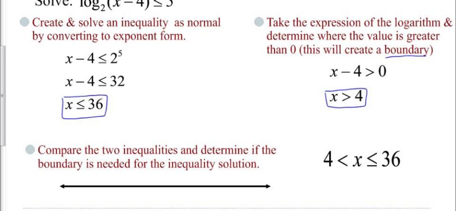 Solving logarithmic inequalities