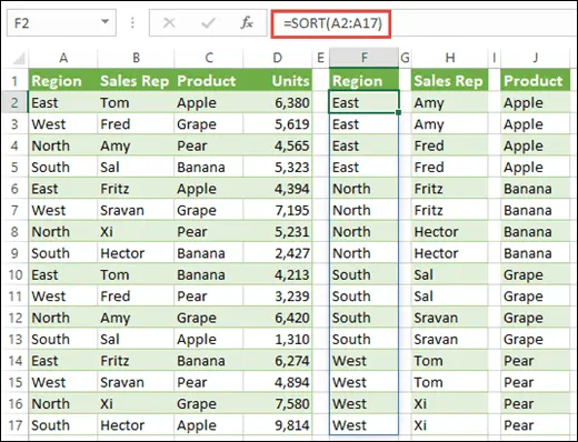 Sorting in Excel &#8211; basic information