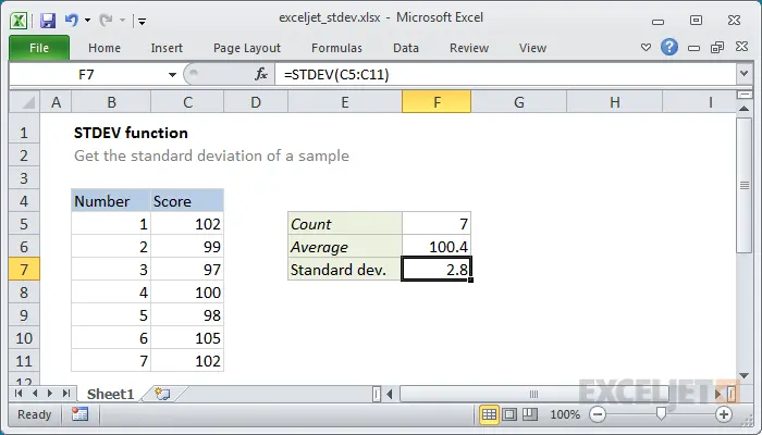 Standard deviation in Excel