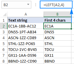 Substring from string in Excel