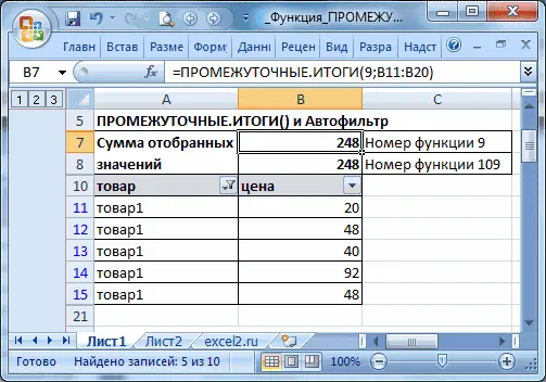 Subtotals in Excel (+ function examples)