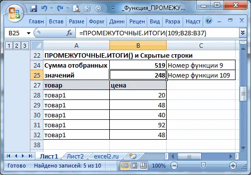 Subtotals in Excel (+ function examples)