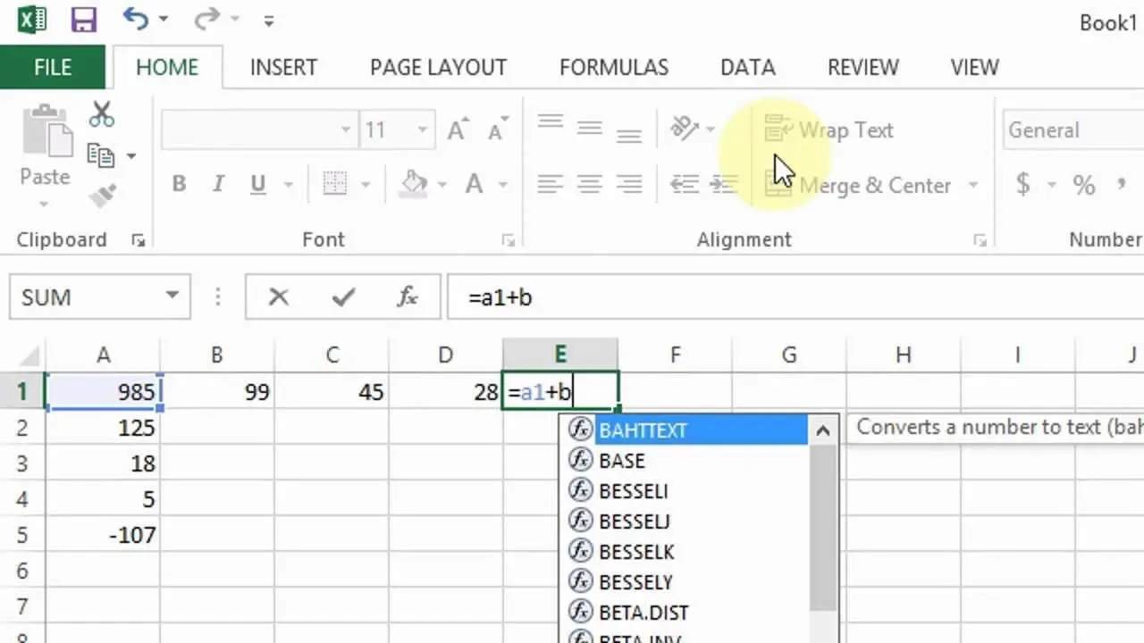 Subtracting numbers in Excel