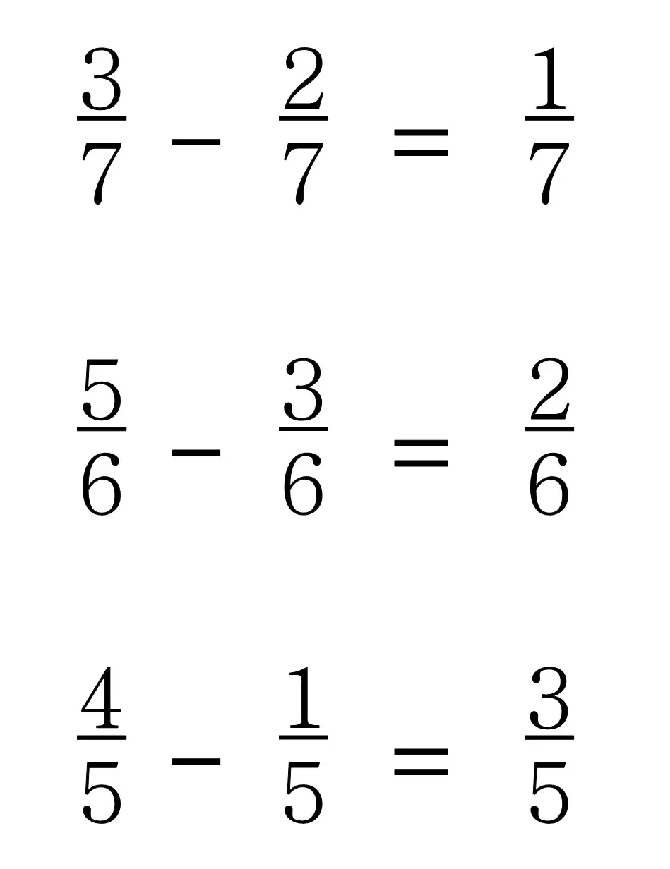 Subtraction of ordinary fractions