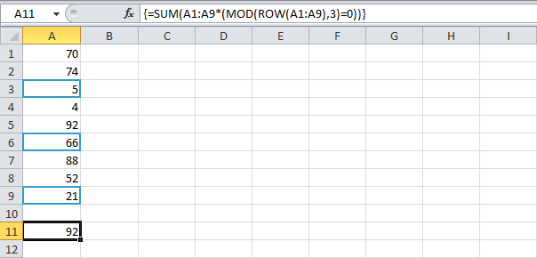 Sum every nth row in Excel