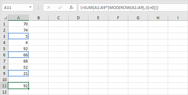 Sum every nth row in Excel