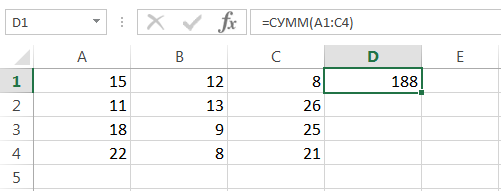 Sum in Excel using the SUM and SUMIF functions