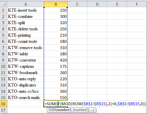 Summation of every 2nd, 3rd… Nth cell