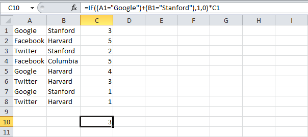 Summation with OR criterion in Excel