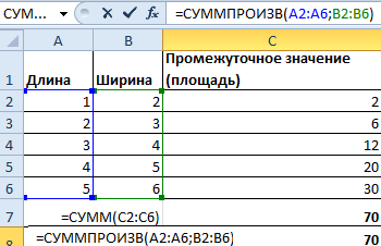 SUMPRODUCT function in Excel - application, syntax, examples