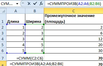 SUMPRODUCT function in Excel - application, syntax, examples