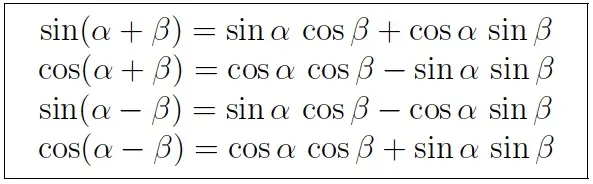 Sums of trigonometric functions: formulas